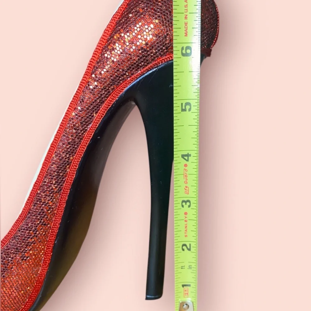 WILD EYE DESIGNS 6” High Heel Stiletto Wine Bottle Holder Red Glitter & Black - Picture 6 of 6